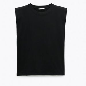 Zara black shirt with shoulder pads S